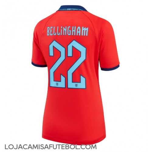 Camisa de Futebol Inglaterra Jude Bellingham #22 Equipamento Secundário Mulheres Mundo 2022 Manga Curta